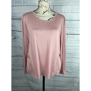 Monterey Bay Shirt Womens XL Dusty Pink Silk Cotton Long Sleeves Crew Neck